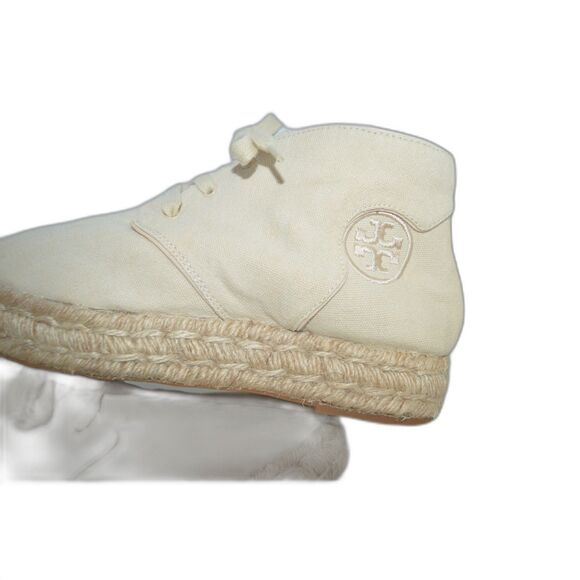 Tory Burch Rios Lace Up Cream Espadrille Booties boots Size 8 - Picture 12 of 13